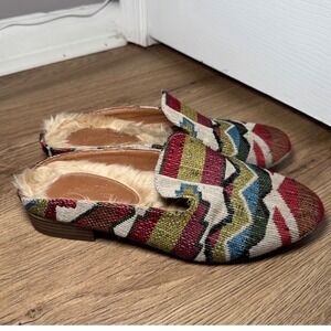 Universal Thread Synthia Mules 7 Southwestern Faux Fur Lined Loafers Women Boho